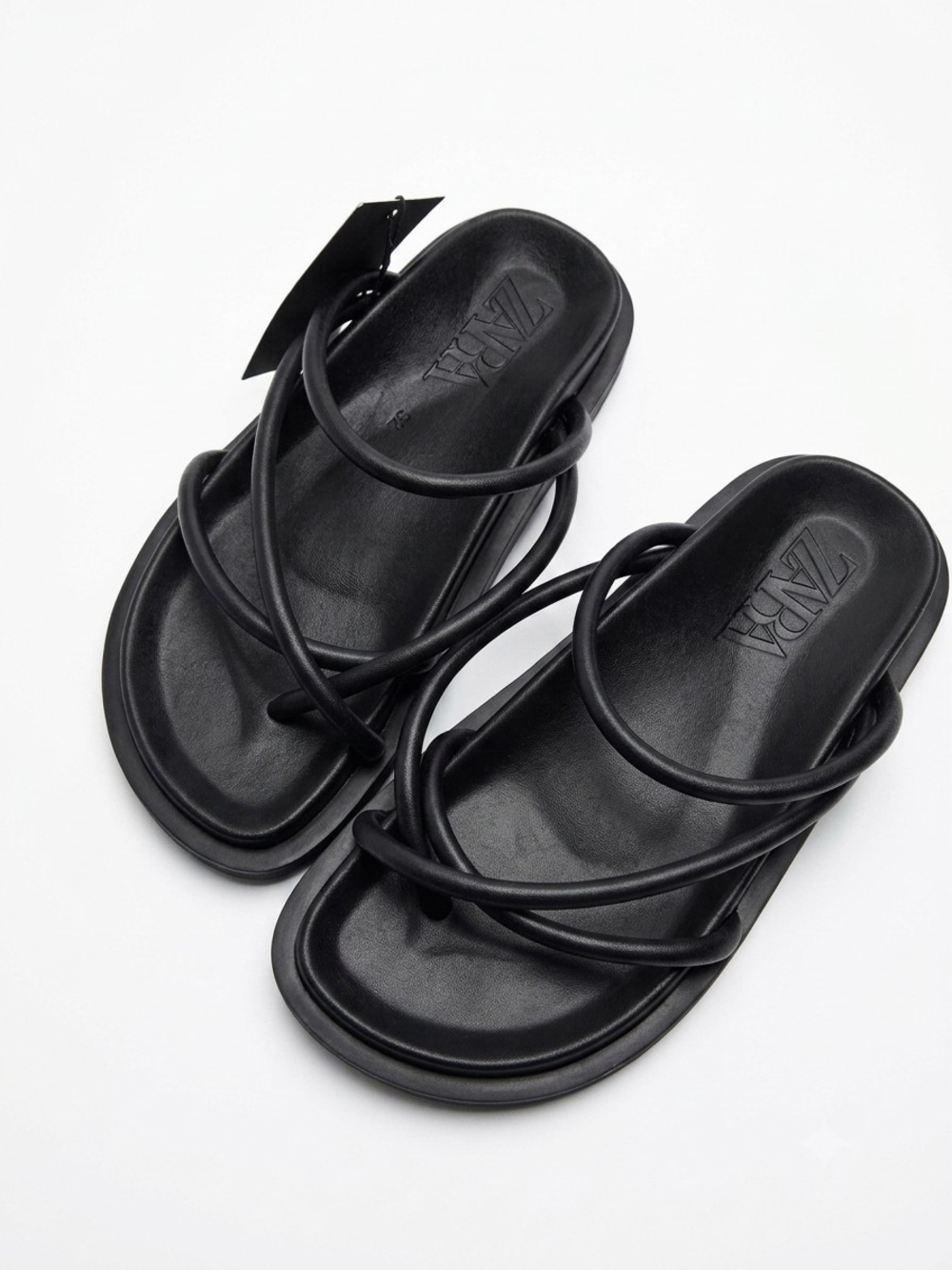 ZARA Black Multi-Strap Slide Sandals for Childrens